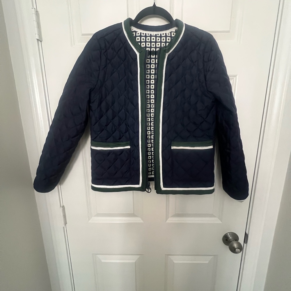 Tory Burch Navy and Cream Quilted Jacket